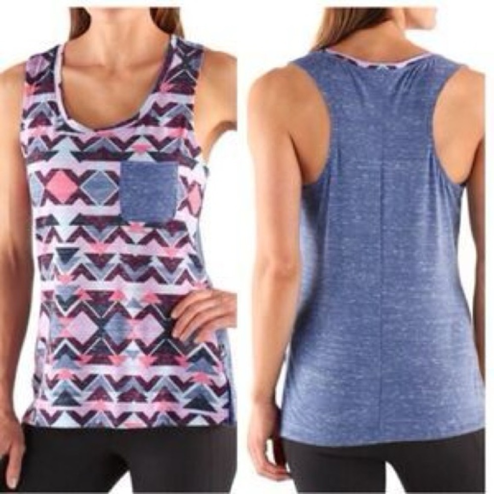 The North Face Geometric Aztec Print Tank Top Blue Purple Size Medium M